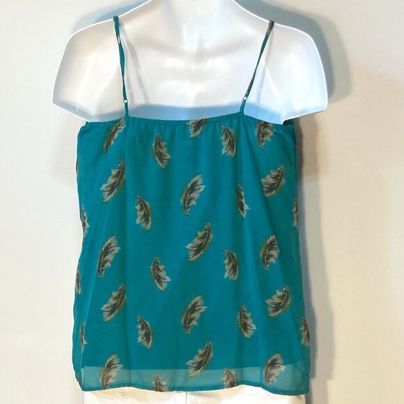 Xhilaration SZL Teal camisole top Feather Fairy Boho 80's Feminine Sheer Vintage - Picture 3 of 8